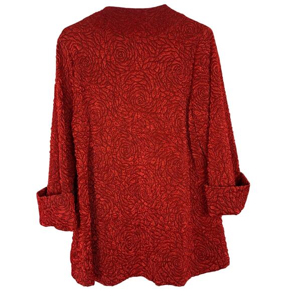 IC By Connie K Red Textured One Button Blazer Lagenlook Jacket Size Large L - Picture 2 of 5